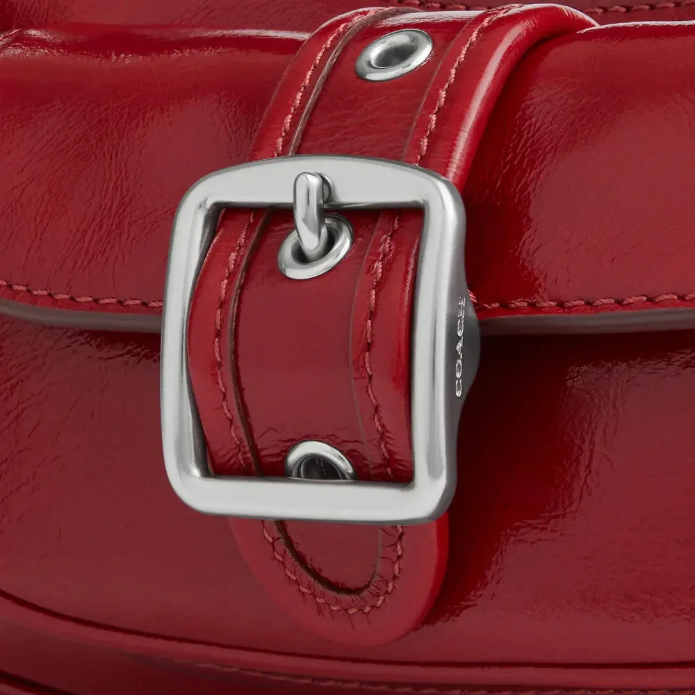 ♥️Coach NWT Red Crinkle Cut Leather Ashton Mini Shoulder Bag withSilver Hardware - Picture 2 of 9